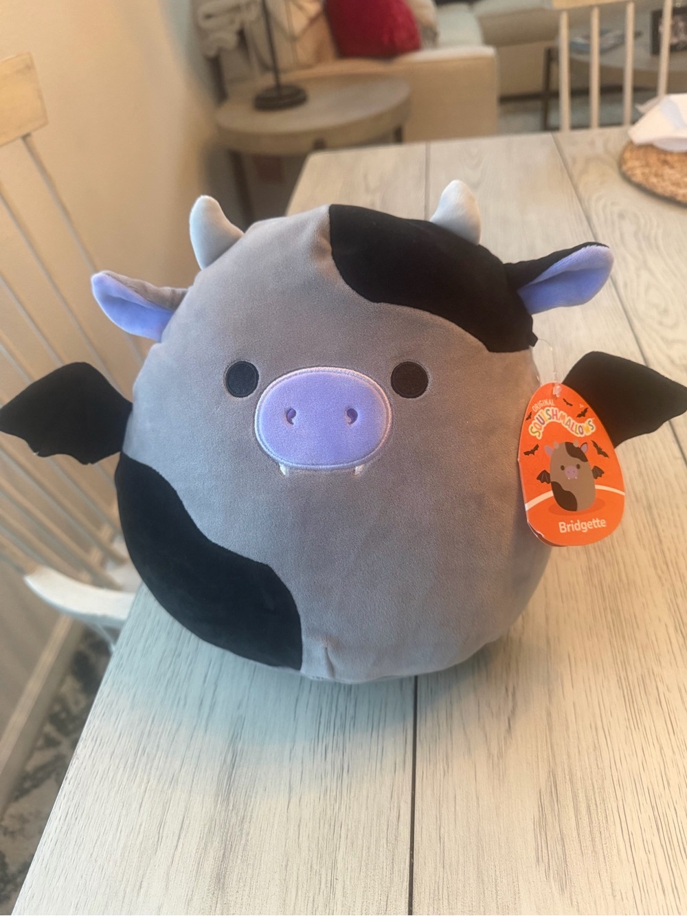 NWT Squishmallows 10” Bridgette the Cow Bat Plush - Halloween Squad